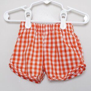Girls Orange Gingham Boutique Dolphin Hem Shorts with Pockets Size 12M